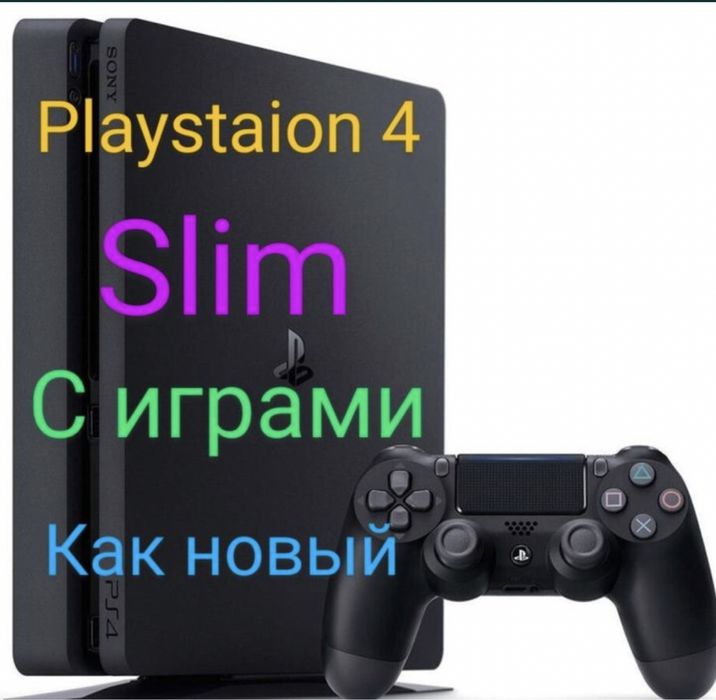 Playstation4 slim 1000g два джестик  и 12-17 игр как на фото