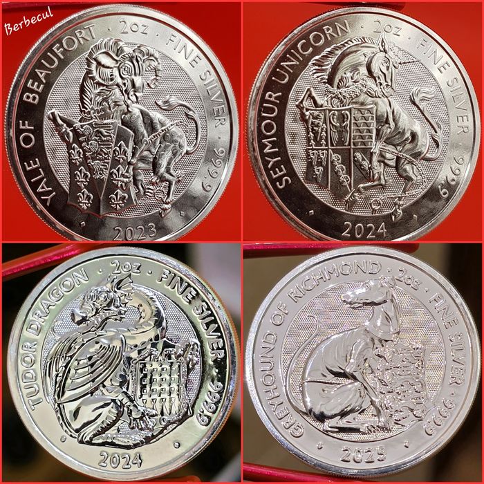 UK Royal Mint Tudor Beasts monede lingou argint 999