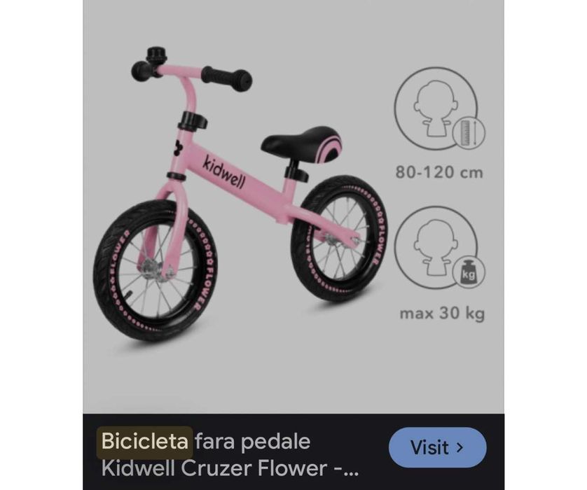 bicicleta copil Kidwell Cruzer si Bicicleta Toimsa Fantasy
