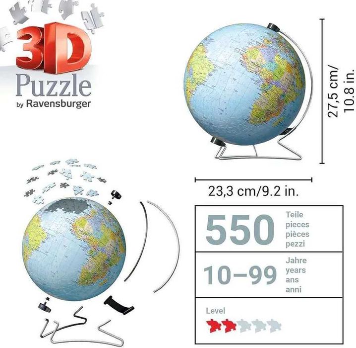 3D Пъзел Ravensburger 540 ел. Глобус
