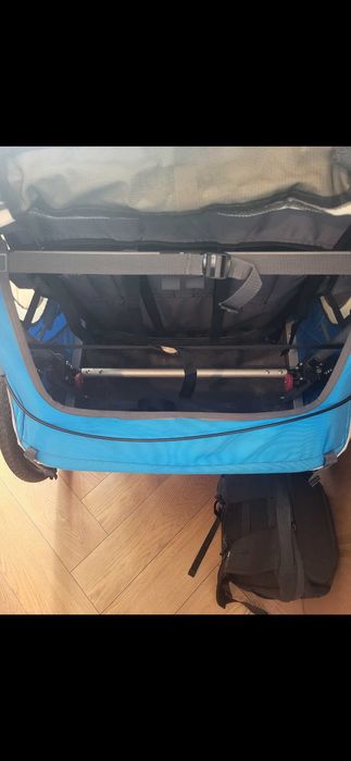 Qeridoo Kidgoo 2 remorca bicicleta carucior 2 copii impecabil