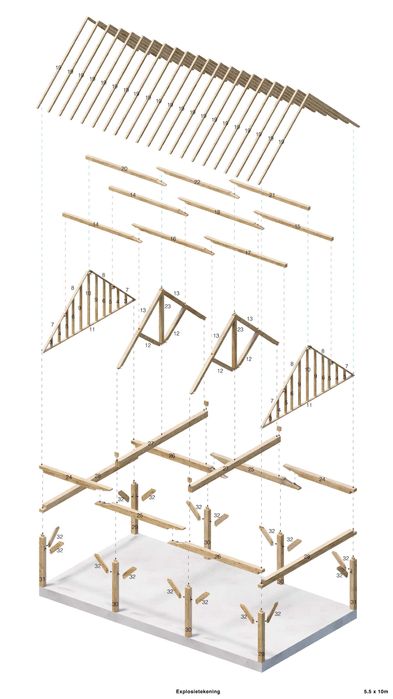 сглобяема дървена къща от масивно дърво дъб 10х5.5м