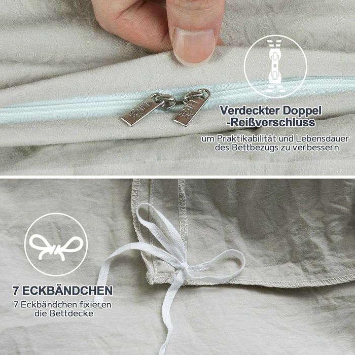 Спално бельо 5 части 135x200 см + чаршаф 180x200 см – тъмно бежово