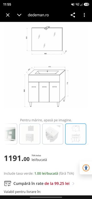 Mobilier baie cu lavoar