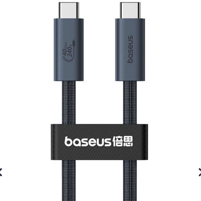 Кабель BASEUS Type-C Thunderbolt — 40 Гбит/с + зарядка PD 100W