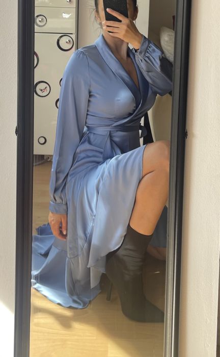 Rochita din satin,baby blue