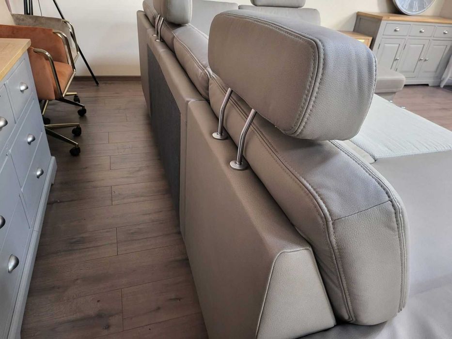 ПРОМОЦИЯ!!!Бежов П-образен ъглов диван от плат Sambia с функция сън