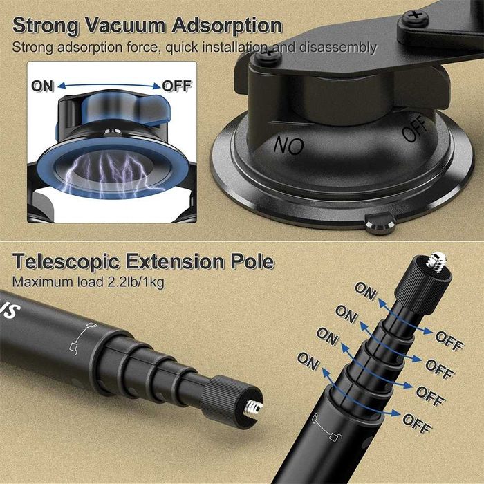 Set prindere masina stick + ventuze camere actiune Insta360 GoPro DJI