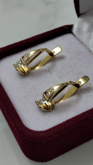 Советские желтые серьги 750 пробы