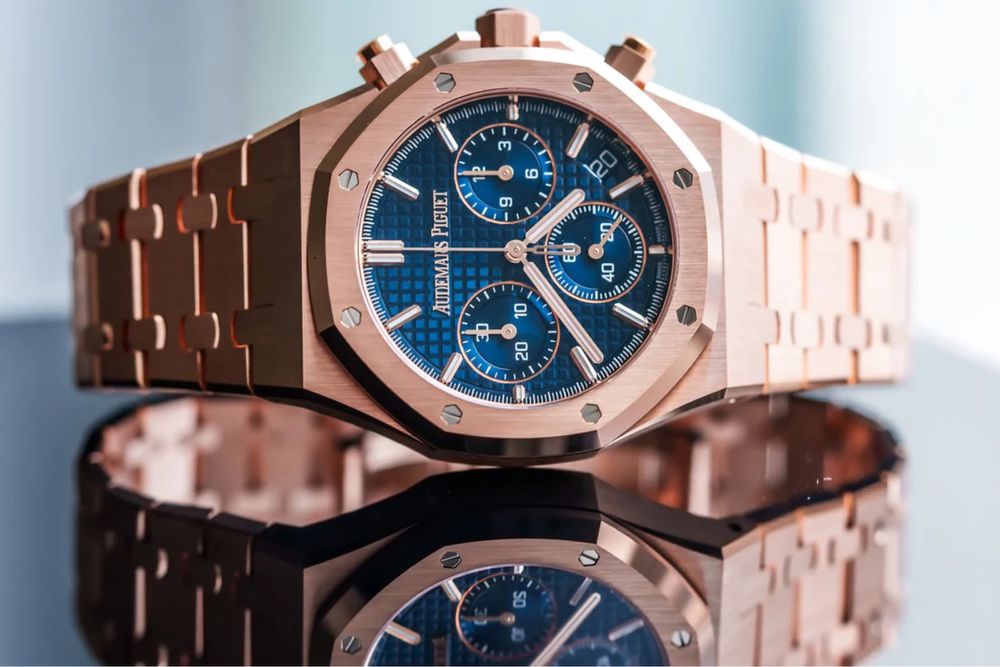 Часовник Audemars Piguet Royal Oak Chronograph Rose Gold Blue Dial