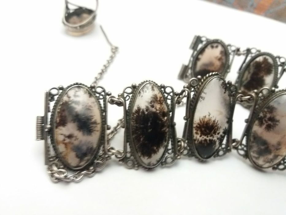 Комплект пейзажный агат.Авторский.винтаж.Выставочный экземпляр.Раритет