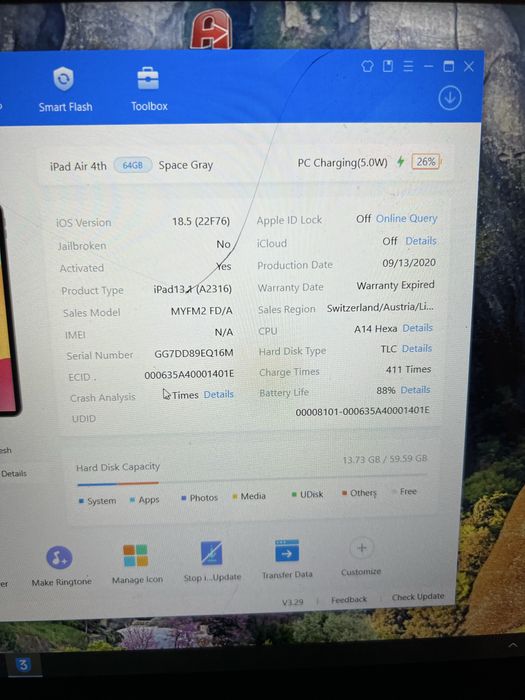 Ipad AIR 4  модел А2316 - 64GB без SIM карта