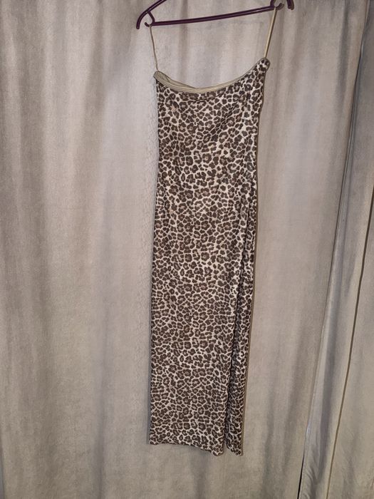 Дълга дамска рокля с леопардов принт