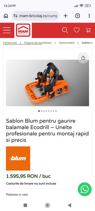 Șablon BLUM ECODRILL pt găurire balamale