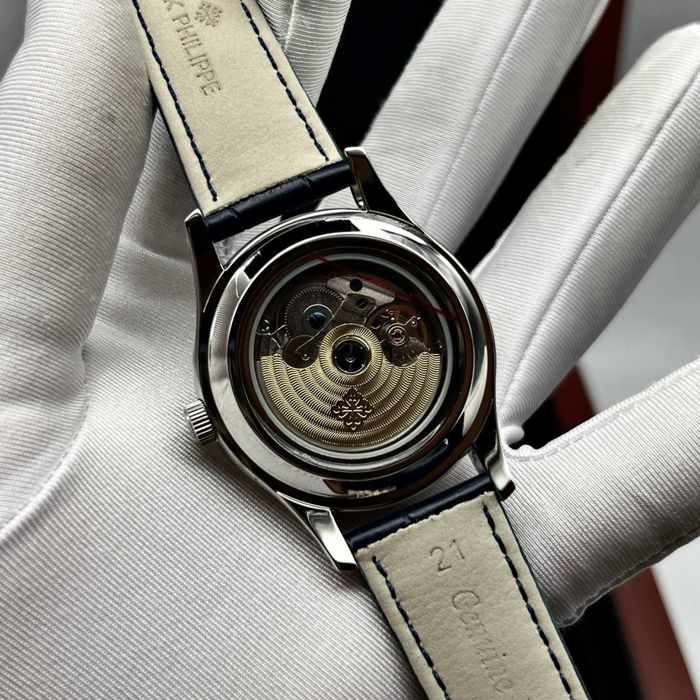 patek philippe anual calendar blue dial steel