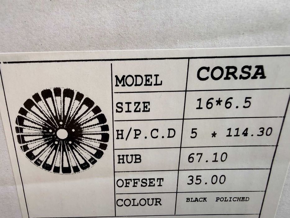 4 бр. чисто нови алуминиеви джанти CORSA 16'' 5x114.3  ET35, 6.5J.