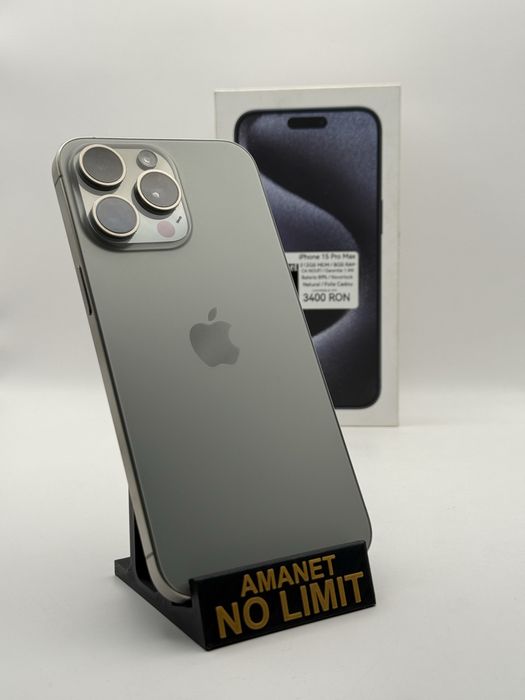 iPhone 15 Pro Max 512GB Natural Titanium Baterie 89% Garantie 12 Luni , AMANET NO LIMIT.
