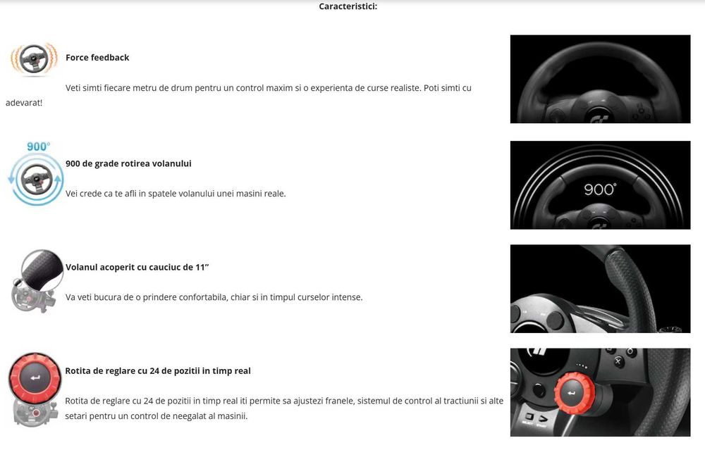 Volan Logitech Driving Force GT, pedale, vibratii, USB