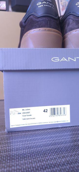 Обувки, сникърси, маратонки Gant, естествена кожа, велур, тъмно кафяви