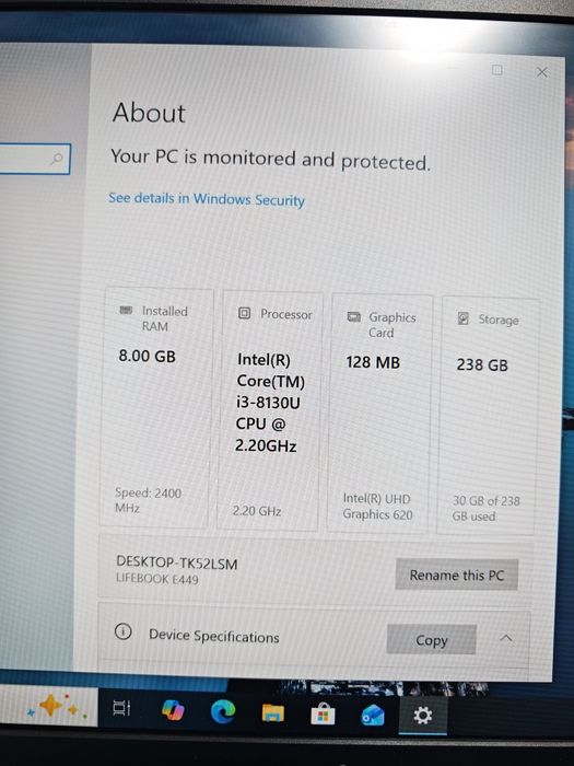 Laptop Fujitsu i3, 8gb, 256gb