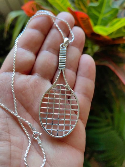 Сребърно тенис колие, подарък за тенесист, подарък за треньор по тенис