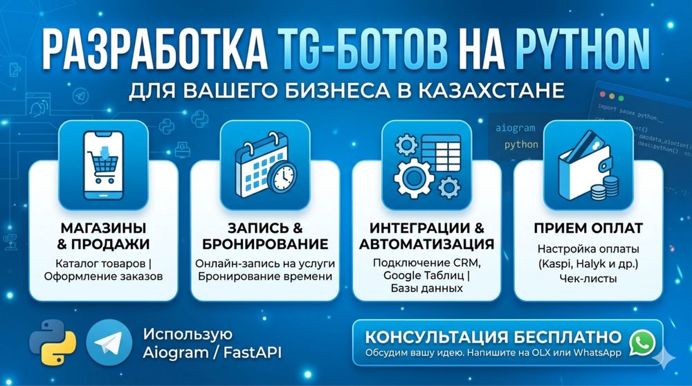 Разработка Telegram ботов на Python | Автоматизация бизнеса