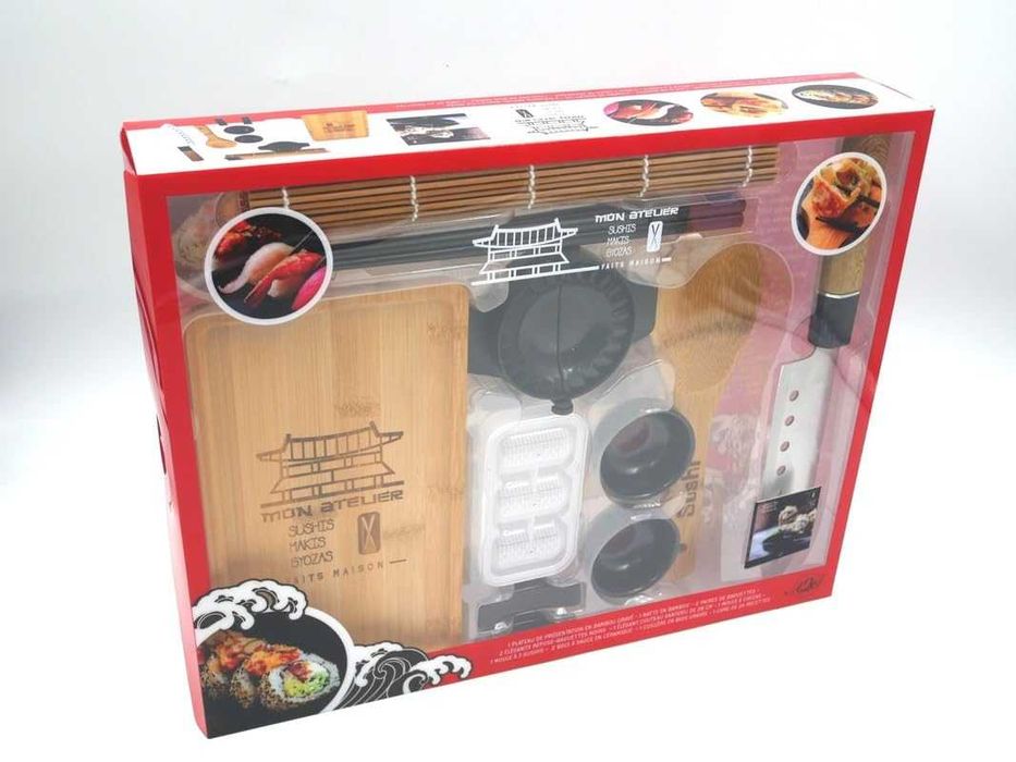 Set premium nou sigilat Atelier Sushi Makis Gyozas carte rețete + ustensile complete originale Franța cadou ideal pasionați bucătărie japoneză