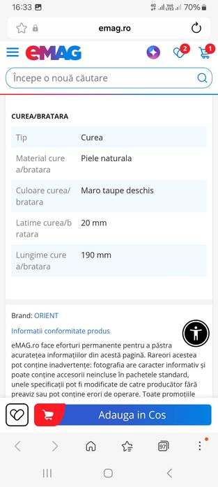 Vand ceas Orient Automatic Nou