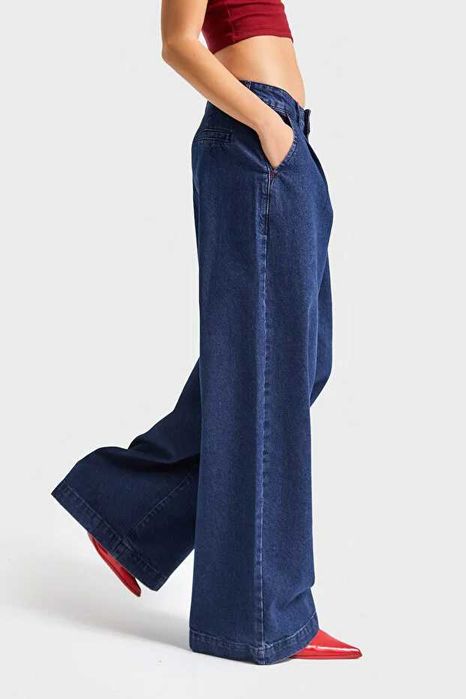 Женские синие джинсы Palazzo с низкой посадкой