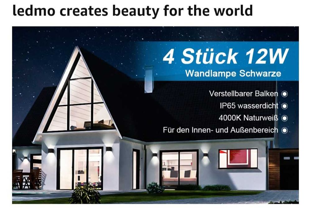 Kingwei 4 x LED стенна лампа  вътрешна външна водоустойчива