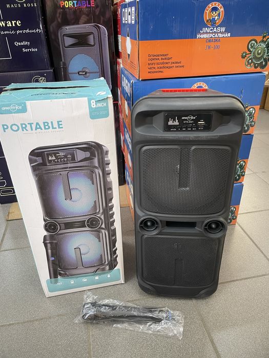 Большая портативная колонка с микрофоном