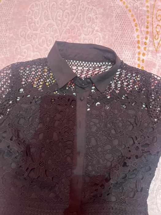 Дамска черна стилна рокля от дантела