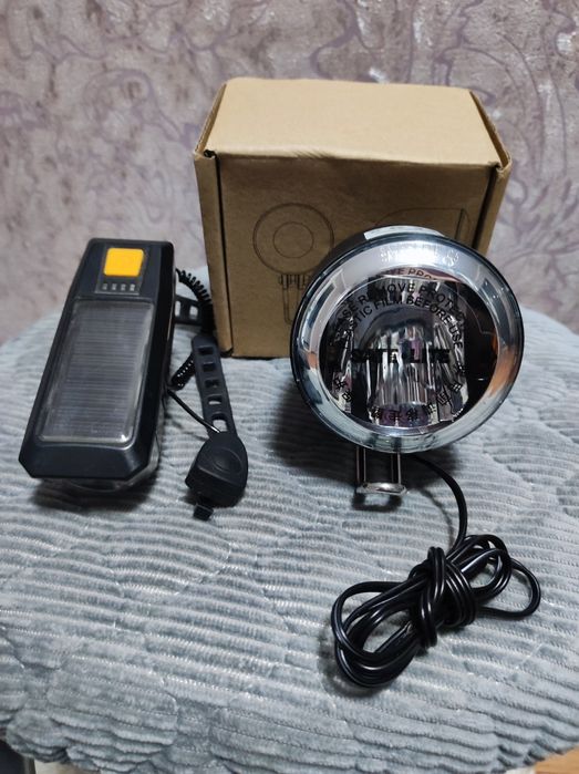 Аккум велофонарь с солн панелью и фара для эл велика от 12 до 60В