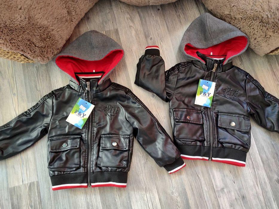 Намалено от 55 лв Кожено Зимно детско яке с качулка