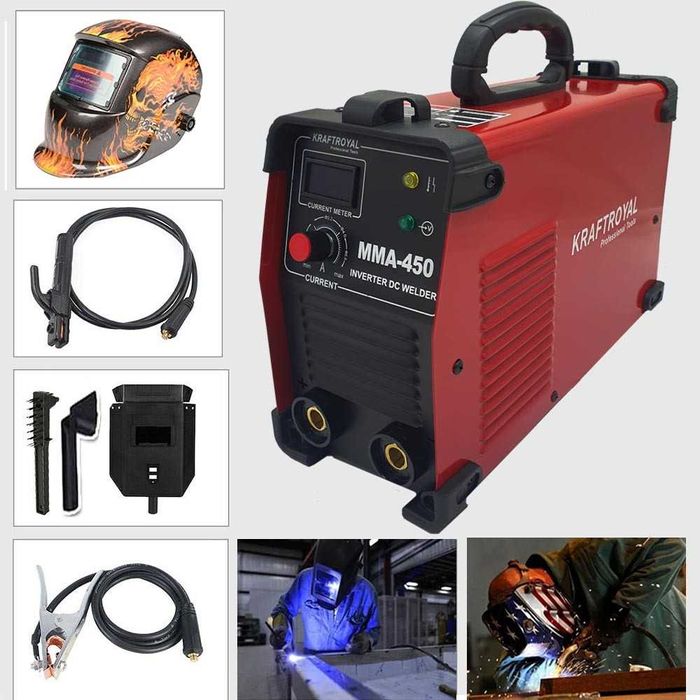 450 Ампера Инверторен Електрожен + Аксесоари + Шлем