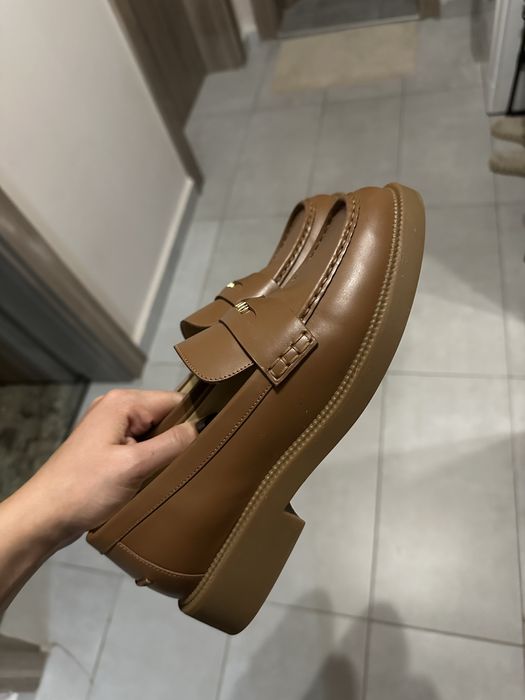 Michael Kors - Чисто нови кожени мокасини с лого, Карамел, 8