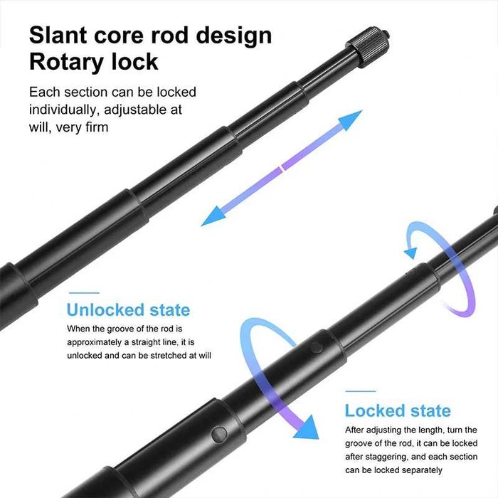 Invisible Selfie Stick invizibil Insta360 X2 X3 X4 X5 GoPro Max - 2m