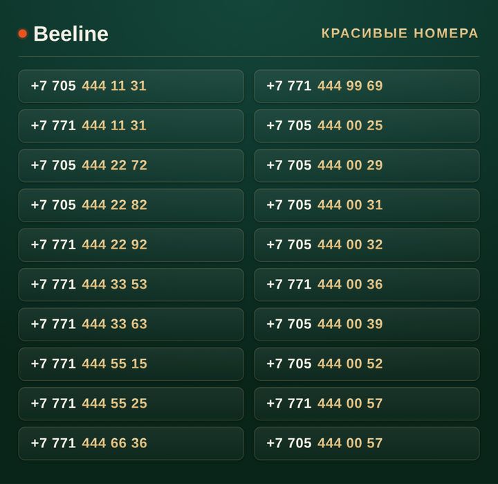 VIP номера Beeline / Красивые номера / Beeline