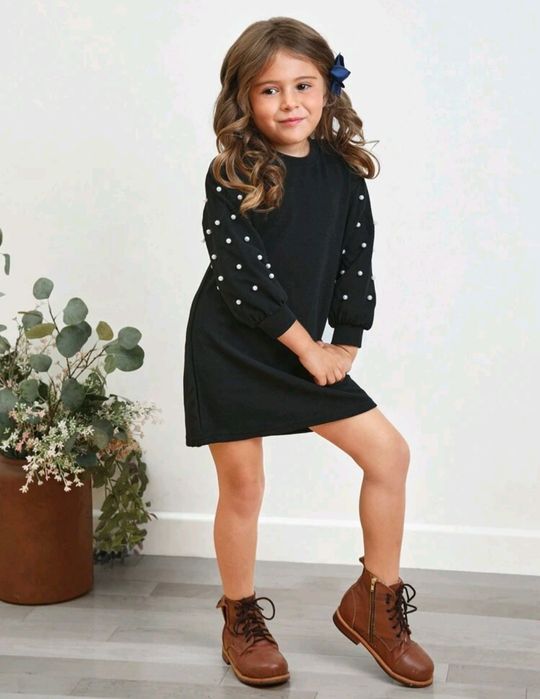Детска елегантна рокля с перли 4г.