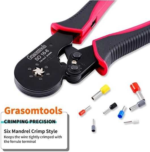 Kit Crimpatura Ghiera 0,08-16 Mm² Con 1200 Connettori – Pinza Quadrata A Cricchetto E Morsetti Singoli/doppi, Per Elettricisti
