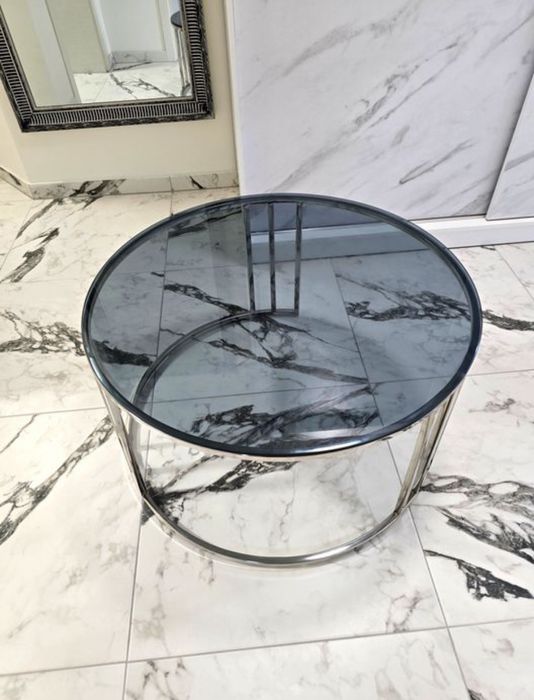 Холна кръгла маса, стъклена 80см
