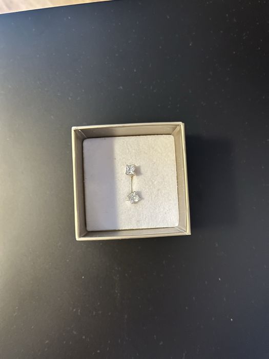 Cercei aur 585 cu cubic zirconia romb 5mm