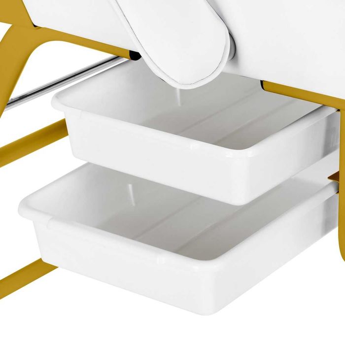 Фиксирана кушетка 557G-бяла/черна с златиста рамка 184 x 60/80 x 76 см