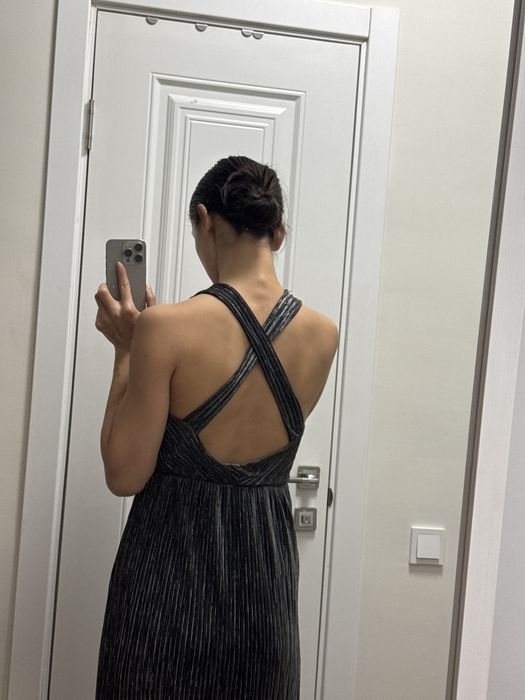 Платье вечернее темное серебро