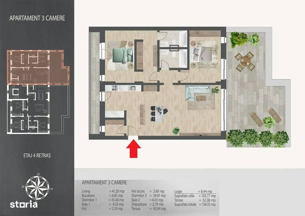 Penthouse Cu 3 Camere | Living De 41 Mp | Sector 3, Langa Metrou
