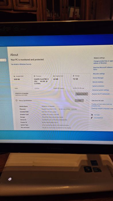 Laptop All in One Lenovo IdeaCentre A310 i3 8gb RAM-SSD  21.5" FullHD