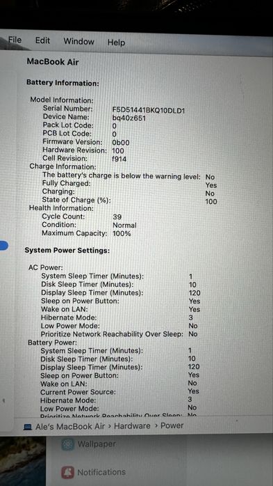 Macbook air 13 M2 16 gb