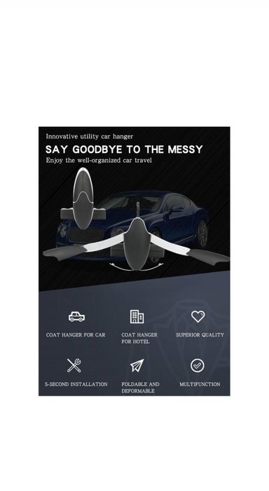 Umeraș auto haine, sacou, pliabil