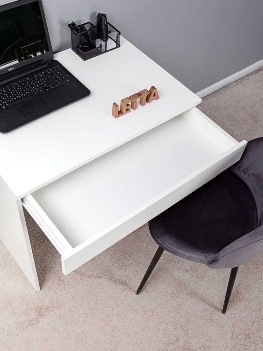 Письменный стол, белый с ящиком