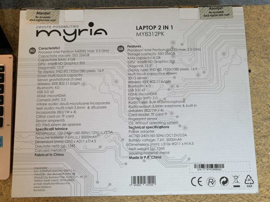 Laptop 2 in 1 touchscreen metalic roz,